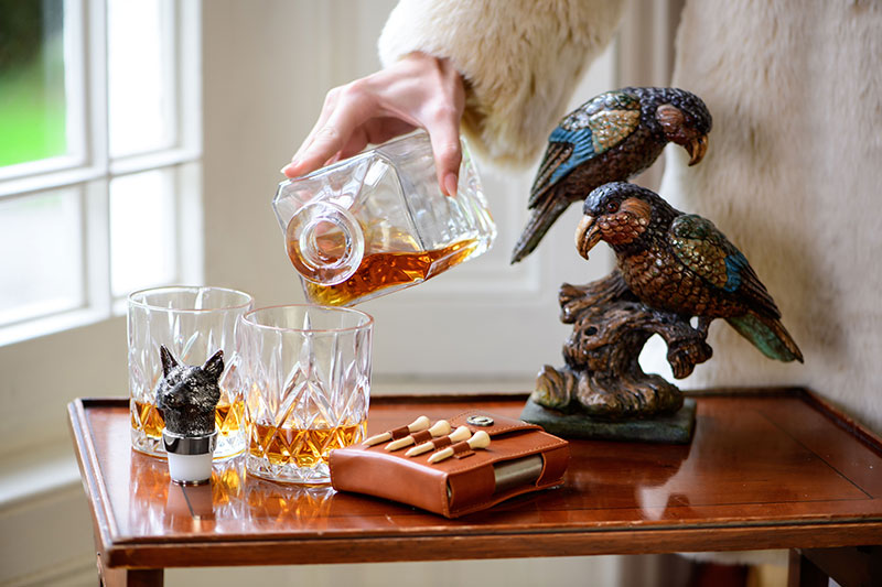 Fox Decanter & Golf Hipster Flask